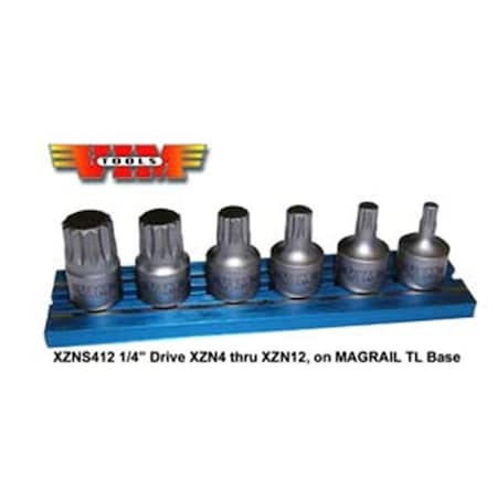 Vim Tools Vim Durston VMXZNS412 1/4" Stubby Triple Square Bit Set on Mag Rail VMXZNS412